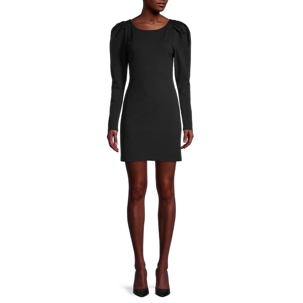 Fame and Partners Puff Sleeve Mini Dress in Black